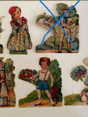 Vintage Greek Traditional Costume Paper Scraps, pack of 5
