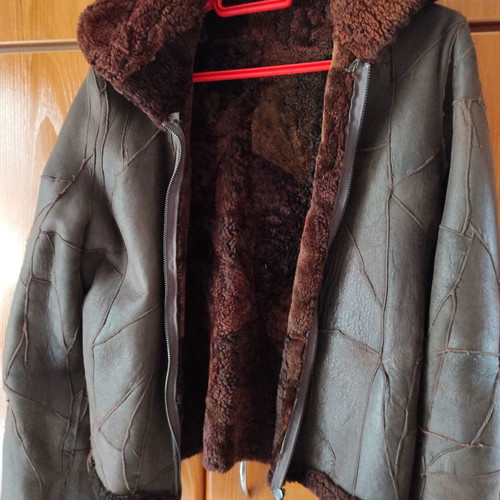 Leather-mouton jacket like new, brown, fur-lined reversible