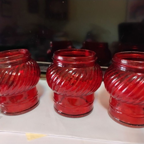Red candle holders used, set of 3