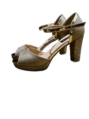 Golden heels like new, size 40, 9.1 cm heel height