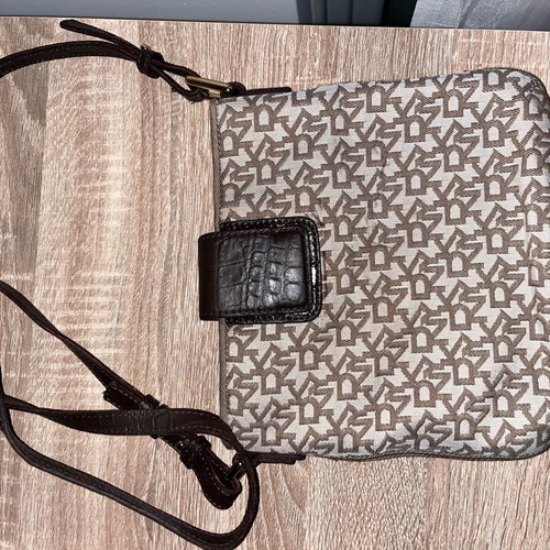 DKNY cross body bag used, beige and brown