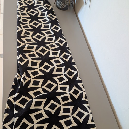 Women's skirt used, summer airy with side slit and elastic waist, black and white