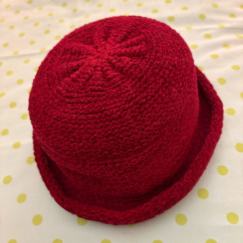 Velveteen chenille vintage style hat unused burgundy