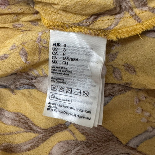 H&M X Johanna Ortiz Yellow Floral Parrot Ruffle Maxi Dress Size S Viscose