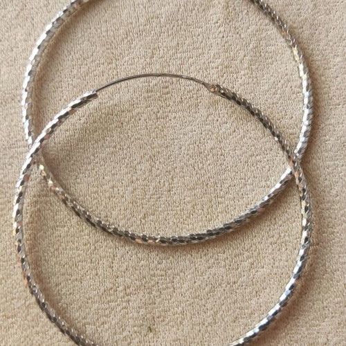 925 Silver Hoops like new with embossed shine