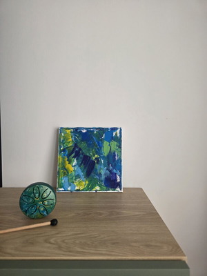 Original Abstract Painting "Ocean & Forest Motion" Acrylic on Canvas new