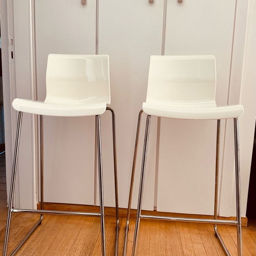 Bar Stool / Bar White with Inox base Brand GLENN 2 PCS