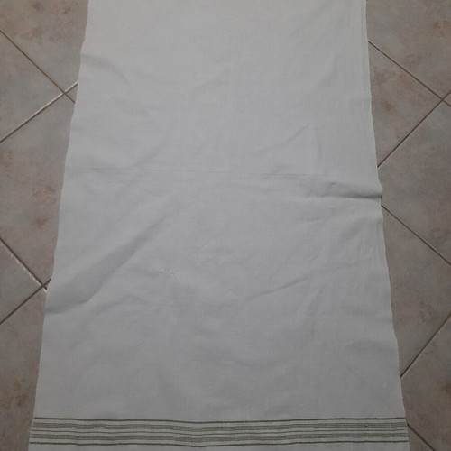 Handwoven towel with green stripes, like new, cotton 132x67 cm