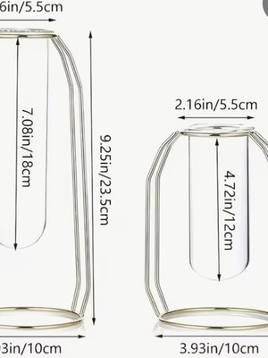 Decorative vases set of 2 with glass and metal base like new