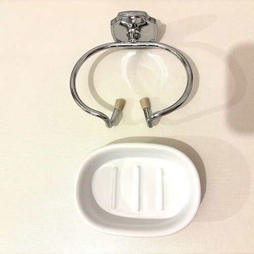 Soap dish wall-mounted with porcelain plate like new