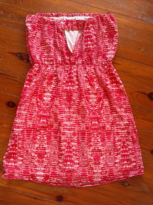 Strapless Dress Bershka like new, size Large, white and red
