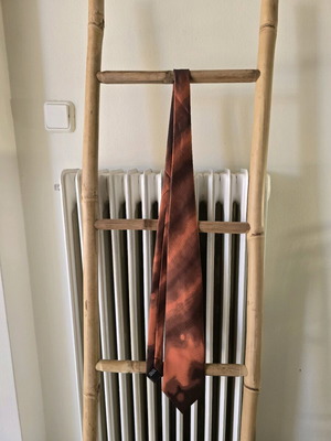 Лондонска вратовръзка нова, ръчно изработена, кафява и червена