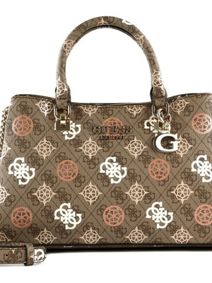 Guess Eliette Logo Girlfriend Satchel, latte logo multi