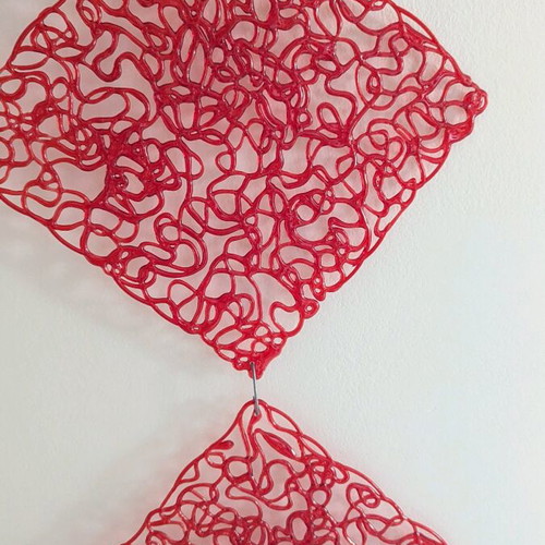 Set of 6 New Hanging Wall Decorations Red with Abstract Design