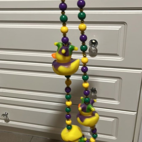Mardi Gras Rubber Ducky Jester Necklace like new