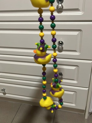 Mardi Gras Rubber Ducky Jester Necklace like new