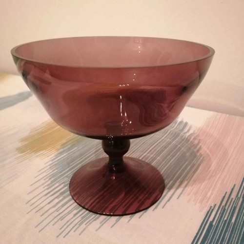 Glass vintage brown fondue bowl used