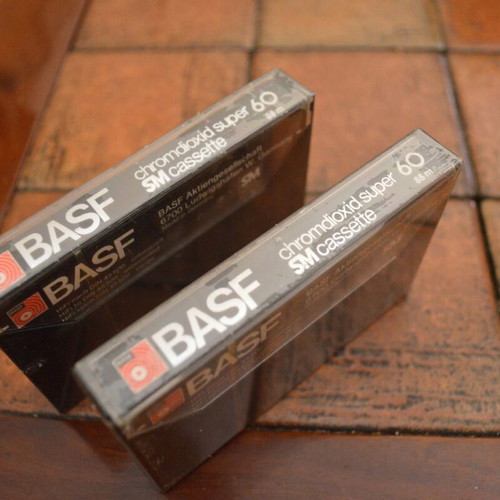 BASF 60-minute Chromdioxid Super cassette tapes, two, new sealed