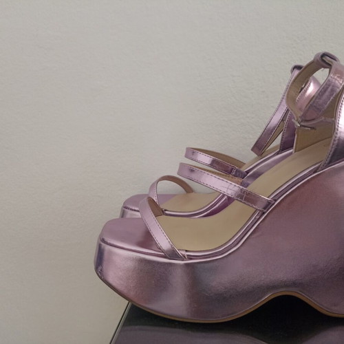 InShoes platform sandals pink metallic 12.5cm new