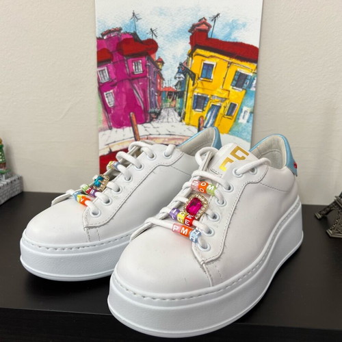 Gio+ women's sneakers new, white size 36 with stones and beads
