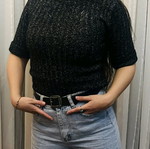 Knitted blouse dark gray with subtle shine