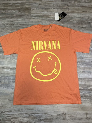 Carlings Culture Nirvana Smiley T-Shirt Salmon Orange Medium New