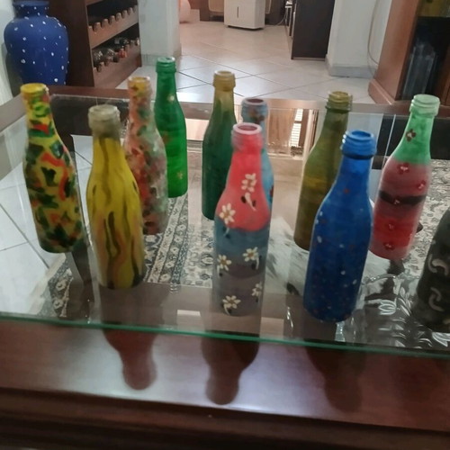 Decorative bottles like new, pack of 12 hand-painted