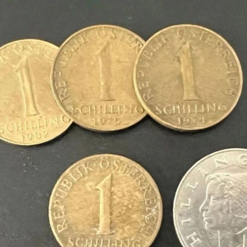 Austrian collectible coins used, 4 pcs 1 coin and 1 pc 10 coins