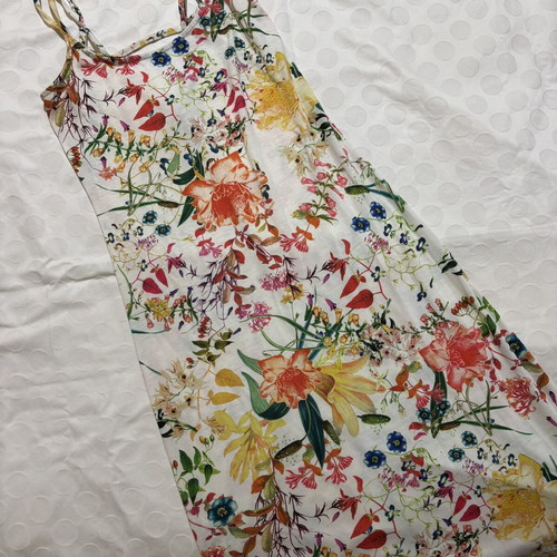 Bershka floral long dress with straps, XS