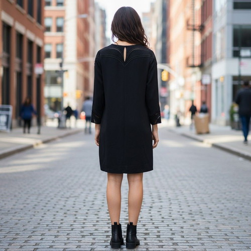 IRO Paris Cadonia black crepe mini dress with embroidered cutouts and sleeves, size FR 36 US 4