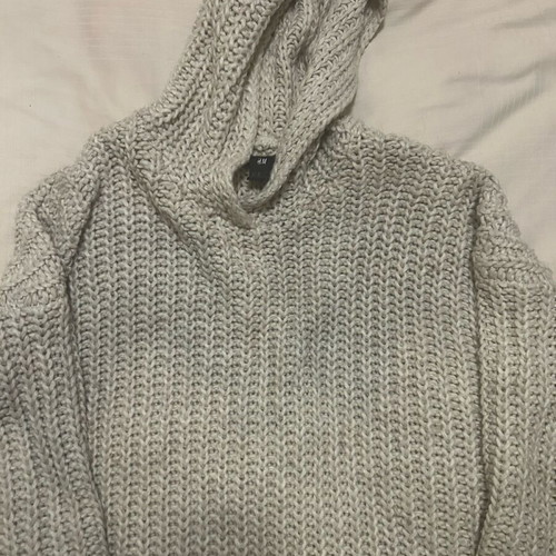 Long sweater with hood gray beige used
