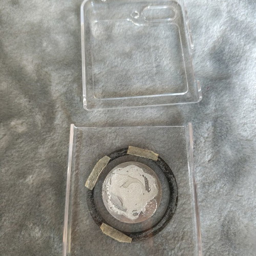 Samsung Z Flip 5 phone case used, transparent