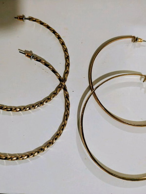 Hoop earrings used, 2 pairs gold tone