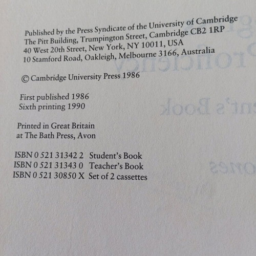 Progress to Proficiency Student’s Book by Leo Jones like new