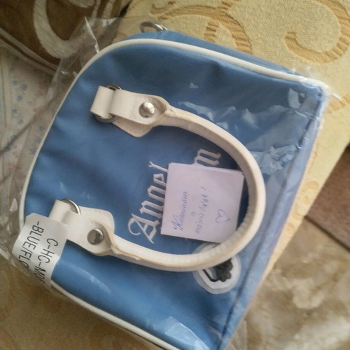 Bag new, white and turquoise