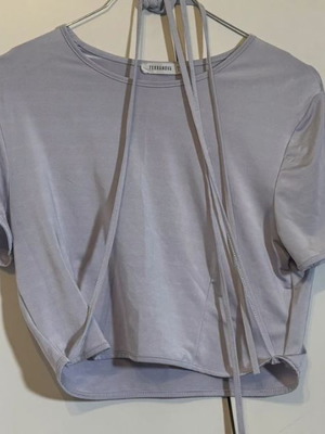 Crop blouse like new with cords, purple, size L