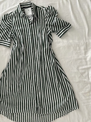 Zara summer dress green and white striped, Medium