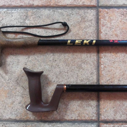 Adjustable walking sticks used, set of 2, lengths 95 & 85 cm