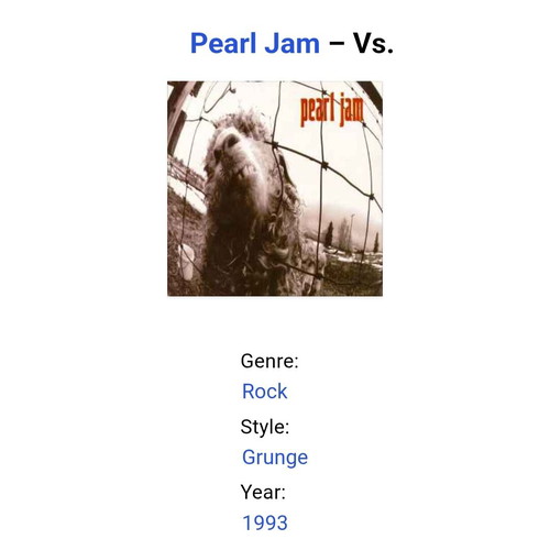 Pearl Jam Vs. LP like new, original 1993 release