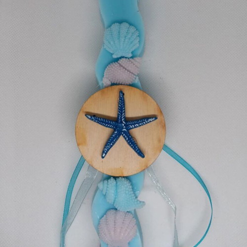 Zigzag handmade candle 24 cm with seashells and ocean scent