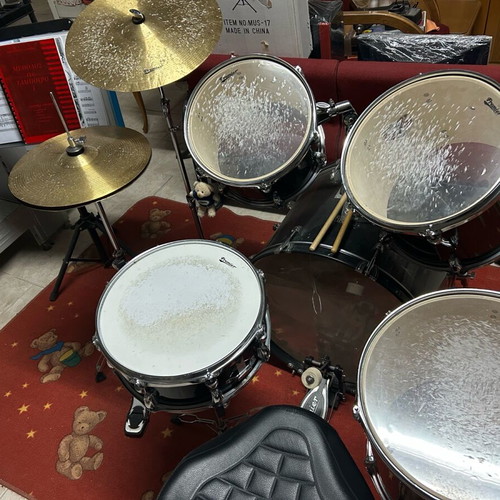 Premier Olympic drum set used with stool, cymbal and music stand