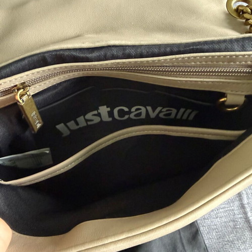 Roberto Cavalli beige shoulder bag like new with chain