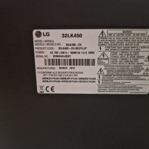 LG LCD 32" 1080P 32LK450 used TV with remote