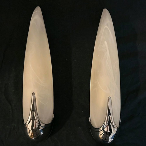 Idearte vintage 1980 wall lights used, Art Deco style inspired