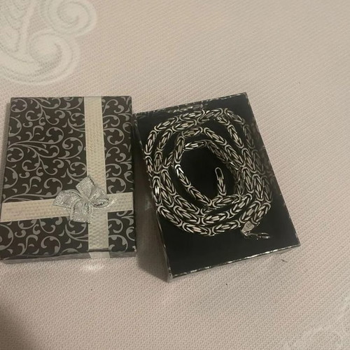 Men's Square Necklace 925 Silver 4mm 65cm New