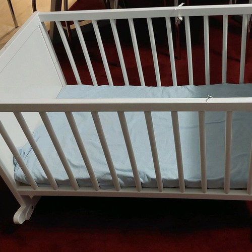 Wooden baby cot used from IKEA with free mattress