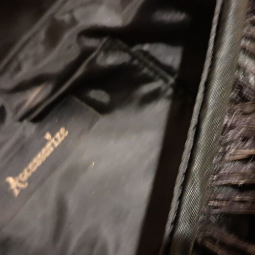 Evening bag with feathers satin closure like new, black