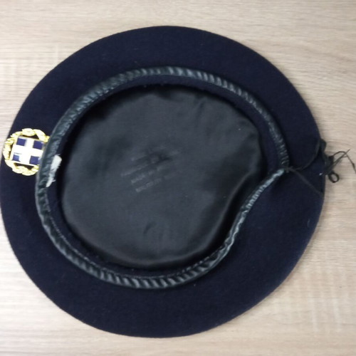 Blue Greek Army Beret with Metal Emblem used