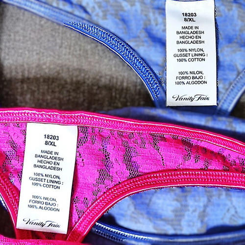 Vanity Fair string lingerie set new, size XL, blue and pink