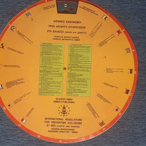 Colreg disc lights & signals used, educational navigation aid